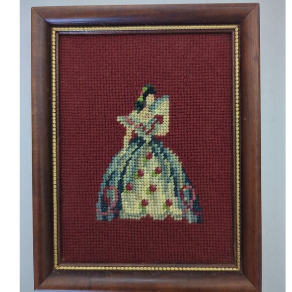 VTG 1949 Pair Framed Needlepoint Victorian Man Woman Hutchinson Art Shop 1949 - Picture 2 of 11